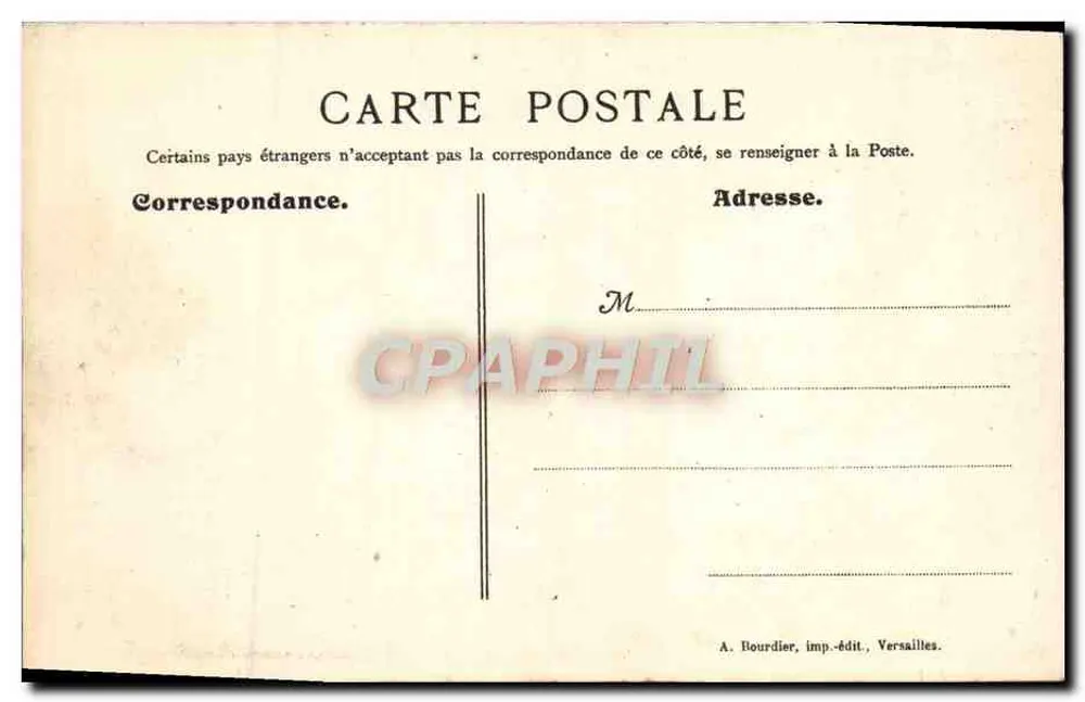 Versailles - Banhos de Diana — A. Bourdier, imp.-edit., Versailles, n° 170 - Verso