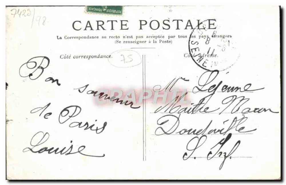 PARIS — O Palácio do Luxemburgo — Editor não visível, número de série ilegível - Verso