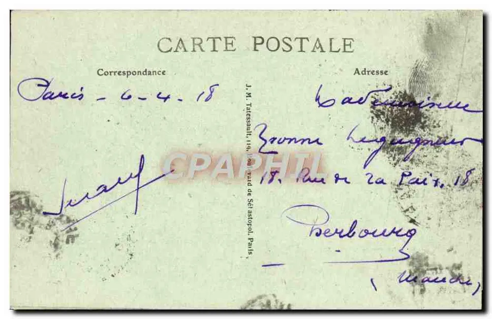 Paris - Boulevard Poissonnière - Blick vom Gymnase genommen — J.M.T. Paris, n°8 - Rückseite