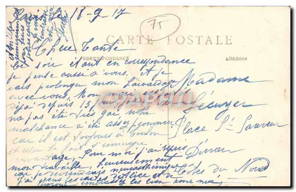 Paris — Boulevard de la Madeleine — éditeur M.J. n° 545 - Verso