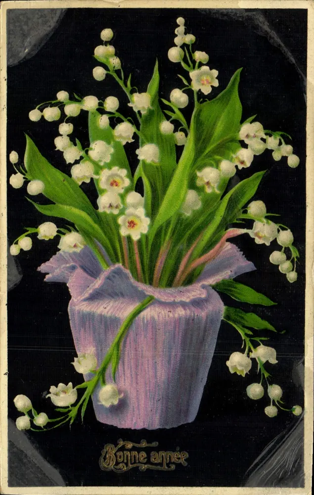 Lilas en pot — bouquet de muguet dans un vase lilas — éditeur non visible - Vorderseite