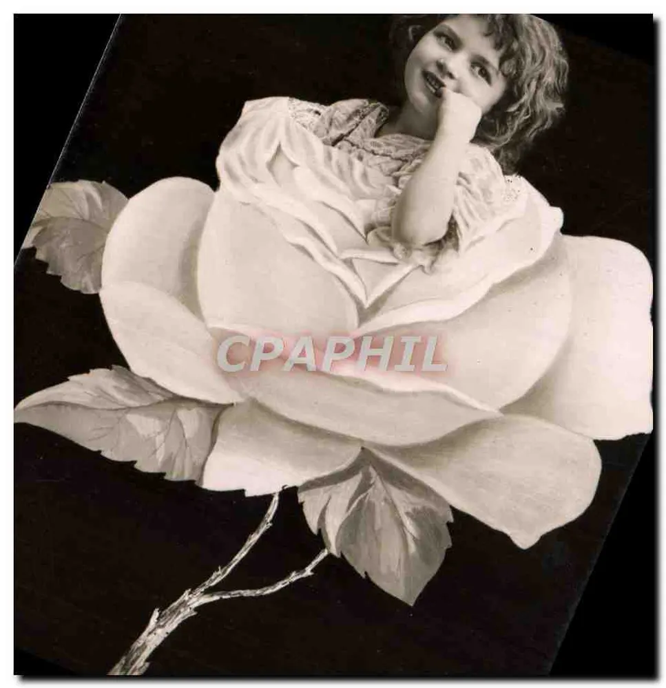 Mädchen sitzt in einer riesigen Rose — Photographie - Vorderseite
