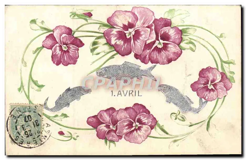 Blumen und Fische — 1. APRIL — unbekannter Verlag - Vorderseite