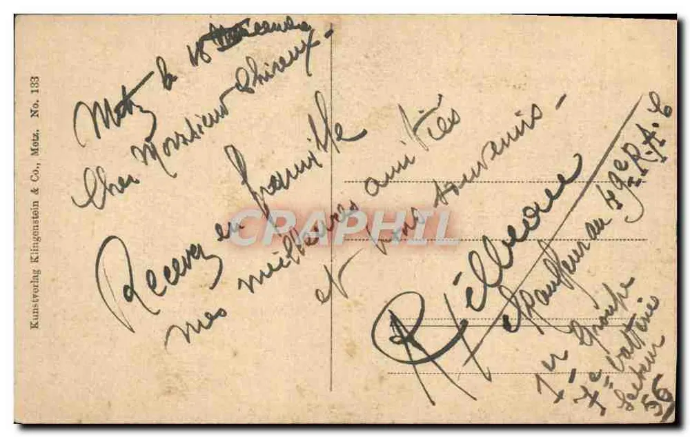 Metz — Moselanlagen — Kunstverlag Kingenstein & Co., Metz, Número 183 - Verso