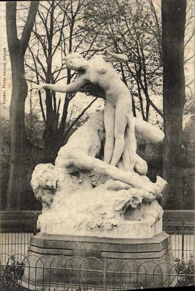 Der Eiche und das Rohr — Skulptur von Cornebella — J. Faissat, Fotoverleger, abgegeben in Limoges - Vorderseite
