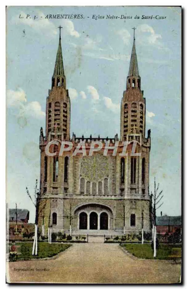 Armentières — Kirche Notre-Dame du Sacré-Cœur — L. P. 3, herausgegeben von L. Pöller - Vorderseite