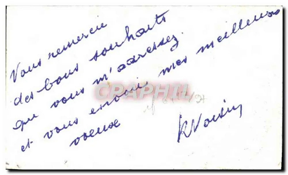 Arranjo de pêssegos e ferro de cavalo — Boa Ano — Carta postal - Verso
