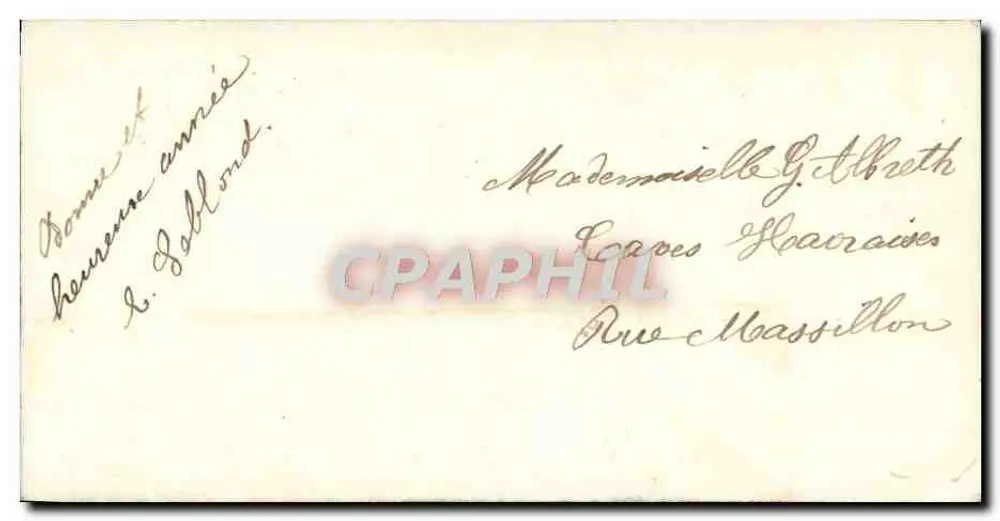 Vila nevada — Boa Ano — carta postal azul - Verso
