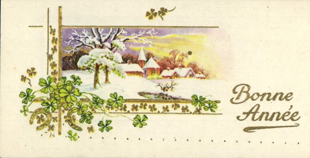 Zimowy krajobraz — Wesołych Świąt - Awers