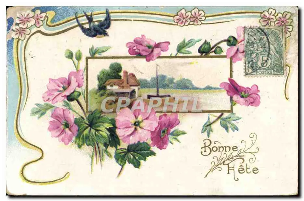 Scène de campagne — maison et bateau — éditeur J.C. PARIS n°508 - Frente