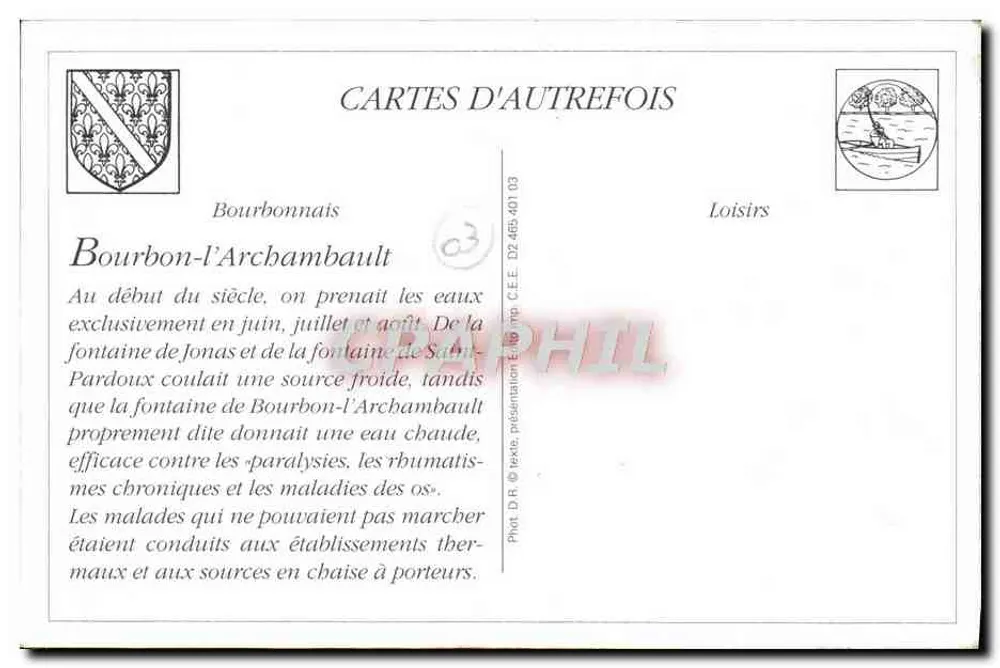 Bourbon-l'Archambault — Cadeira de Carroça — Allier - 560 — Editor: Cartes d'Autrefois - Verso