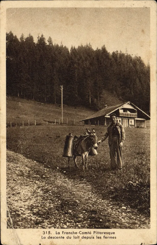 Die Milchabfuhr von den Höfen — Die malerische Franche-Comté — Verlag E. Proret, Nr. 315 - Vorderseite
