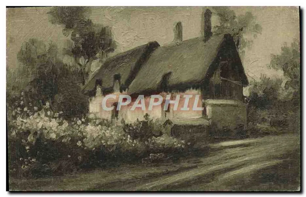 Cottage em um jardim — pintura a óleo — editor F. Chio, Paris - Frente