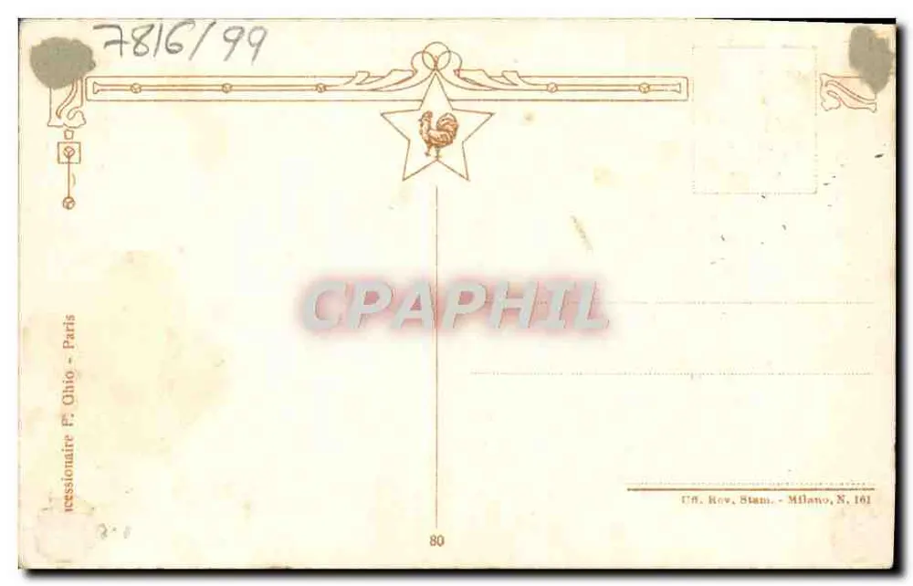 Cottage em um jardim — pintura a óleo — editor F. Chio, Paris - Verso