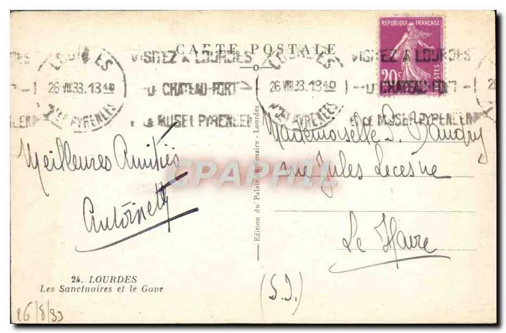 Pilats du Rossaire — Verleger S.D. — Nr. 24 - Rückseite