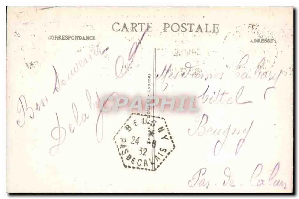 Das Schloss und der Gave de Pau in Lourdes — Saintes-Pyrénées — Verlag nicht sichtbar - Rückseite