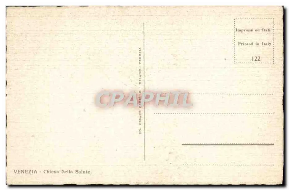 Vêneto - Basílica da Salute — Ed. Cepare Cepello, Milão, n°122 - Verso
