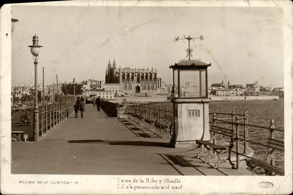 Palma de Mallorca — Paseo de la Riba y Muelle avec vue sur la cathédrale — éditeur IMPRIMÉ SUR LA CARTE - Vorderseite