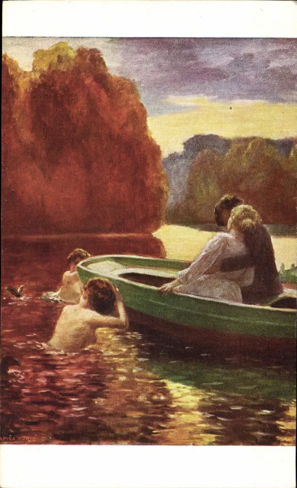 Cena de banho — casal em um cano e pessoas nadando — editor Apina, Paris - Frente