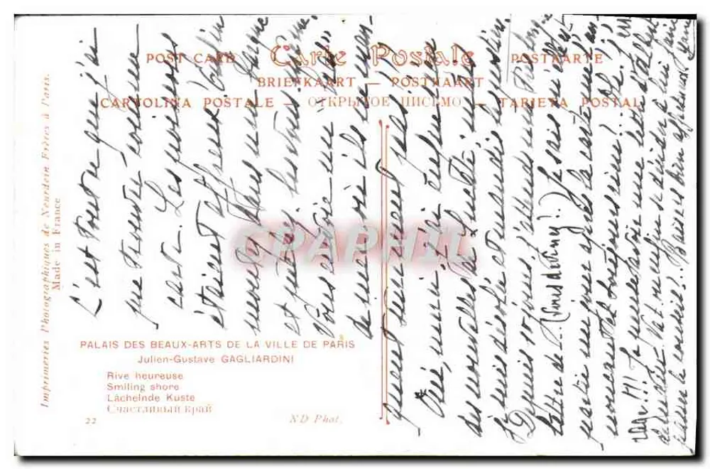 Glückliche Küste — Lächelnde Küste — Julien-Gustave Gagliardini, Nr. 22 - Rückseite