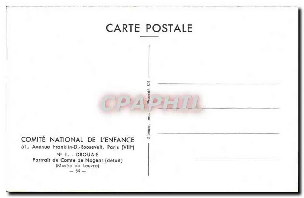Retrato do Conde de Nogent — detalhe — COMITÉ NATIONAL DE L'ENFANCE, N° 1 - Verso