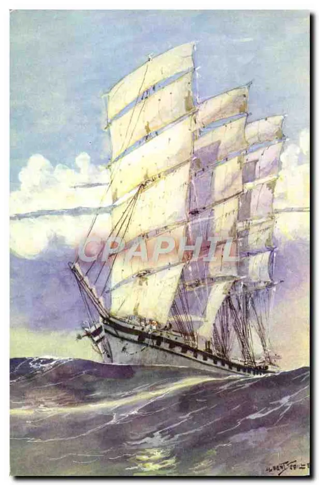 Zeilboot Bordes - 19e eeuw — Aquarel van A. Sebille — Uitgegeven door COMITÉ NATIONAL DE L'ENFANCE - Voorkant