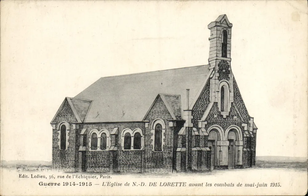 Kirche Notre-Dame de Lorette — vor den Kämpfen im Mai-Juni 1915 — Edit. Ledieu, 36, rue de l'Échiquier, Paris - Vorderseite