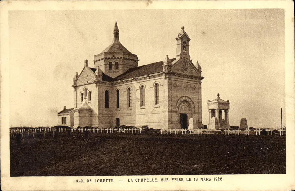 N.D. de Lorette — Die Kapelle — Aufnahme vom 19. März 1928, herausgegeben von BRAUN & Cie - Vorderseite