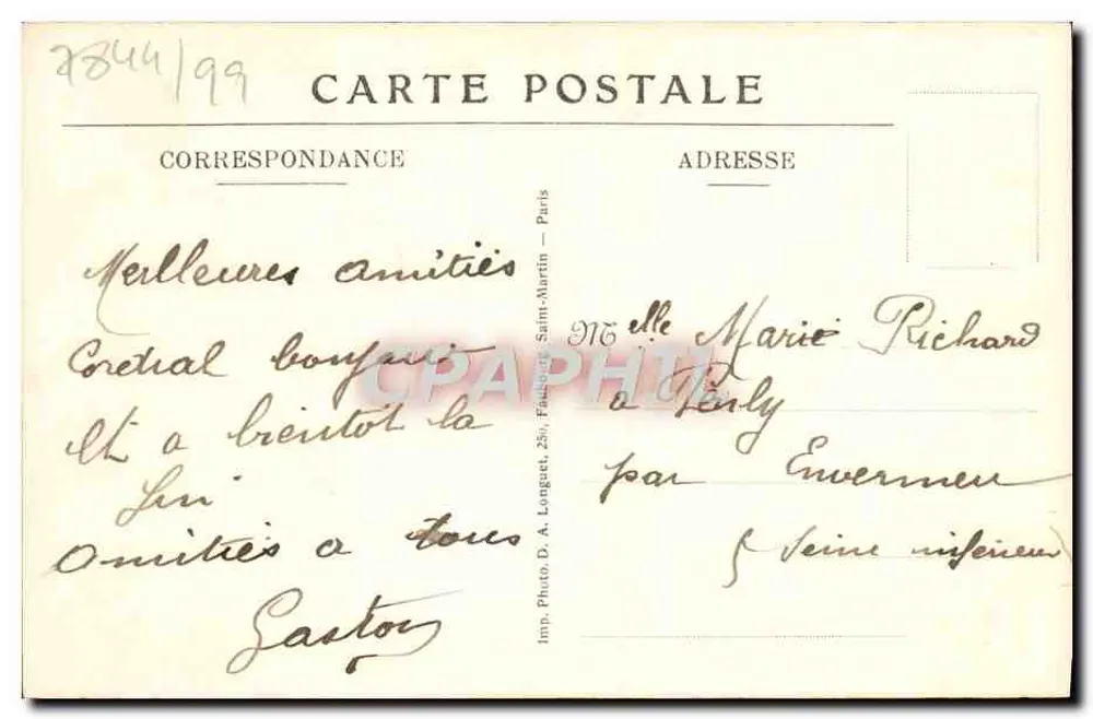 L'Afgonne — La Chalade, antiga Abadia — Martinet-Heuillard, edição proibida - Verso