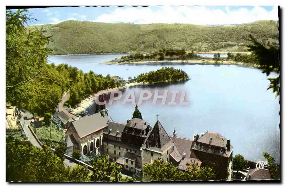 See Sarrans — Überblick über die Halbinsel Laussac, im Vordergrund das Hospiz der Devèze — Cie des Arts Photomécaniques, Paris - Vorderseite