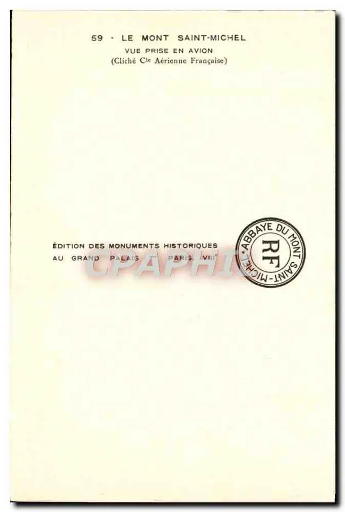 Mont Saint-Michel — Luftbild — Edition der historischen Denkmäler, Nr. 59 - Rückseite