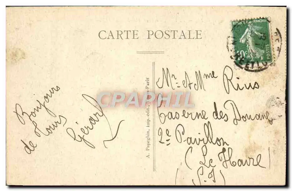 Tours (Indre-et-Loire) — Die Loire, der Pont Bonaparte und allgemeine Ansicht (Nordwesten) — A. Papaglin, Verlag, Tours-Paris - Rückseite