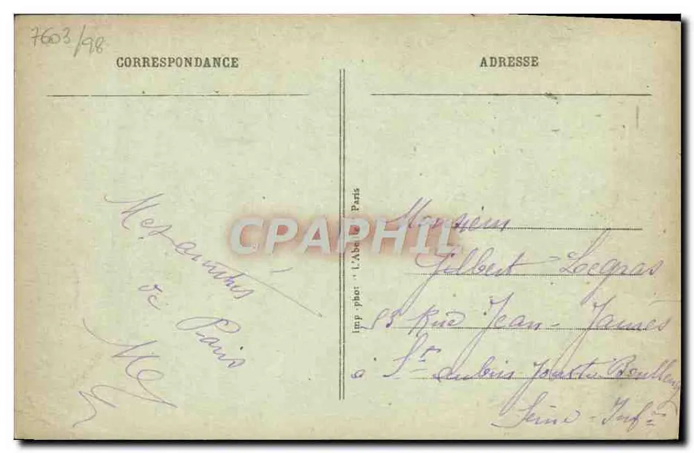 Paris - Boulevard des Italiens — lebendige Ansicht mit Fahrzeugen und Werbetafeln — Imp. phot. L'Abeille, Paris, n°235 - Rückseite