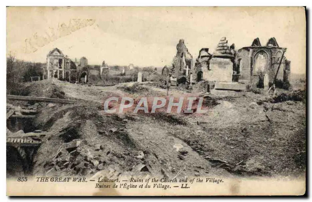 Laucourt — Ruinen der Kirche und des Dorfes — LL. — N° 855 - Vorderseite