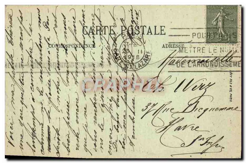 Paris (VIIIe) — Bahnhof Saint-Lazare und Cour de Rome — LL. - Rückseite