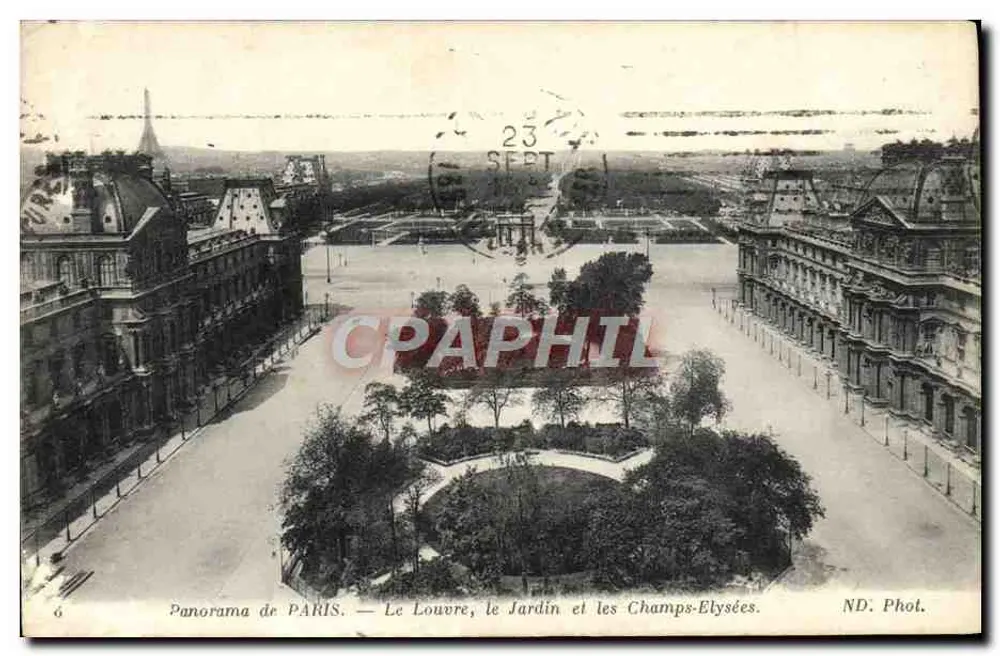 Panorama von PARIS — Das Louvre, der Jardin und die Champs-Élysées — ND. Phot. - Vorderseite