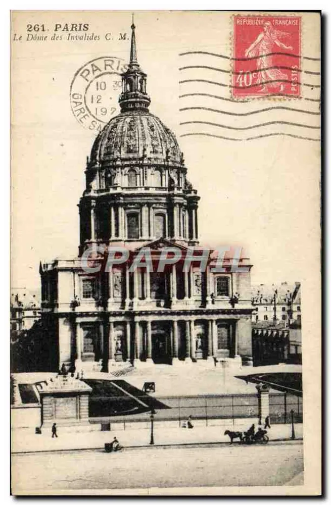 O Domo dos Inválidos — Paris — C.M. n°261 - Frente