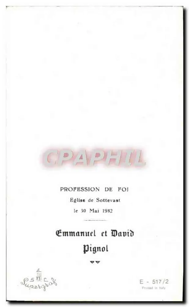 Glaubensbekenntnis — Emmanuel und David Pignol — Supergraf - Rückseite