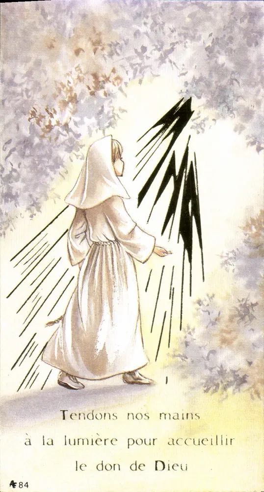 Schwester in Gebet — Lassen wir unsere Hände zur Licht hin ausstrecken, um das Geschenk Gottes zu empfangen — Serie AE84 - Vorderseite