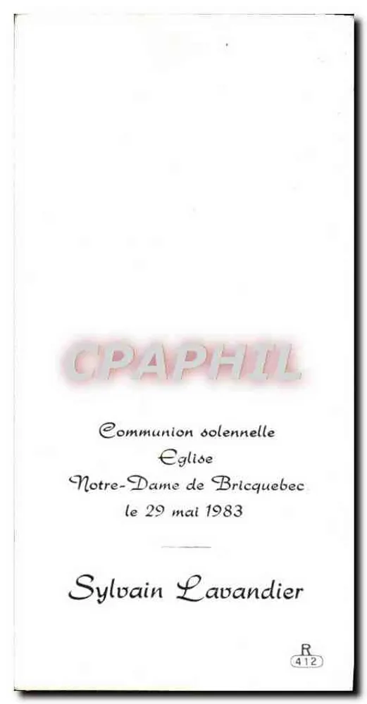 Solemn Communion — Kirche Notre-Dame de Bricquebec — n° R 412 - Rückseite