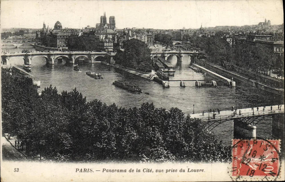 PARIS — Panorama de la Cité, vue prise du Louvre — éditeur BEAUDIJO — n° 53 - Vorderseite