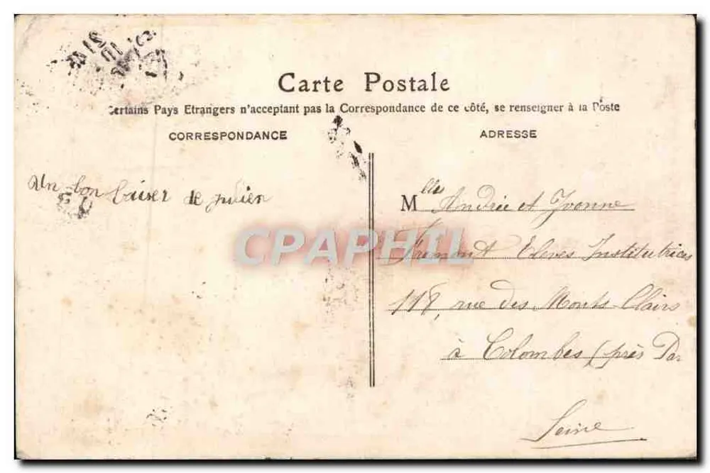 Mädchen am Fenster — Rosen und Taube — Verlag M. P. Paris, n° 913 - Rückseite