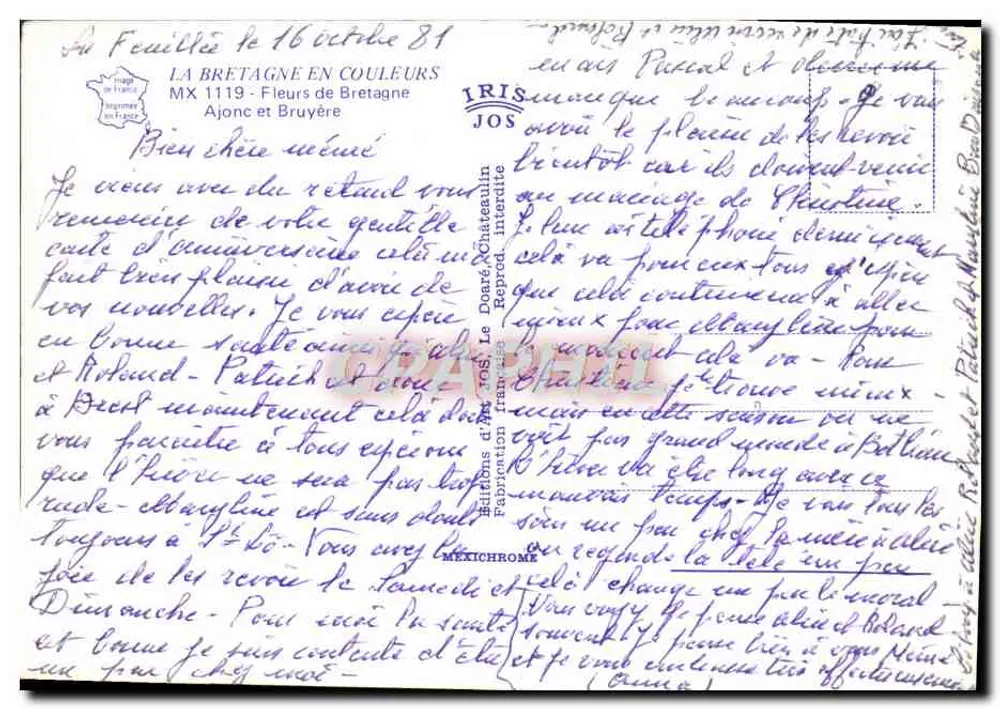 En Bretagne... — paysage avec croix et fleurs d'ajonc — E. Ar Barzig - Verso