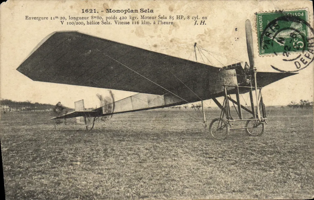 Monoplan Sela — avion militaire 1916 — J. Hauser, phot.édit., Paris - Frente