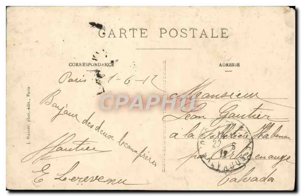 Monoplan Sela — avion militaire 1916 — J. Hauser, phot.édit., Paris - Verso