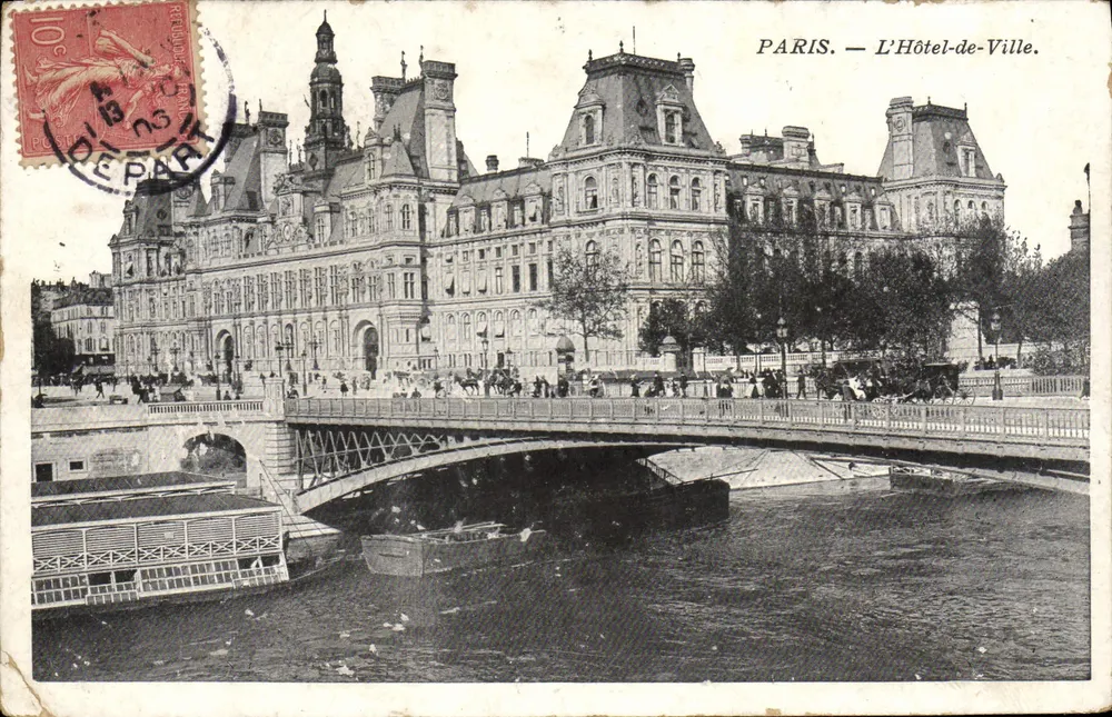 Paris — O Hôtel-de-Ville — editor não visível - Frente