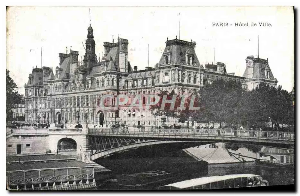 Paris - Hotel de Ville — vista do ponte e da Seine — editor não identificado - Frente