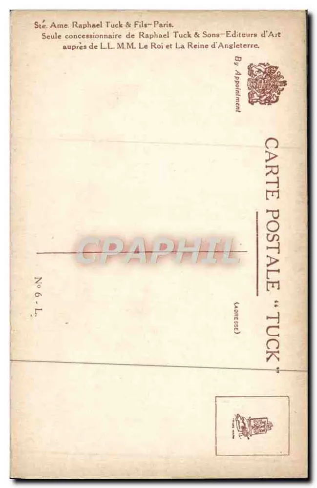 Paris. O Hotel de Ville — pintura de acordo com M. Béraud — editada por Tuck & Fils - Verso