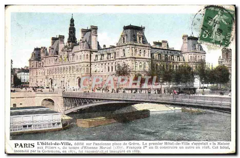 Parijs — Het Hôtel-de-Ville over de Seine — uitgever onbekend - Voorkant