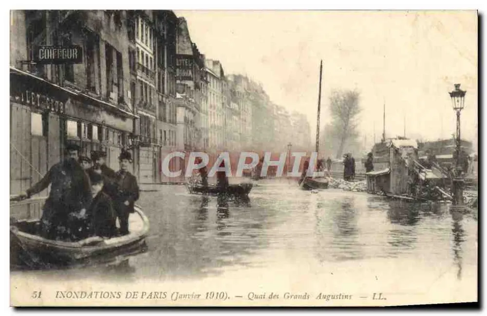 Überschwemmungen in Paris (Januar 1910) — Quai des Grands Augustins — LL. - Vorderseite